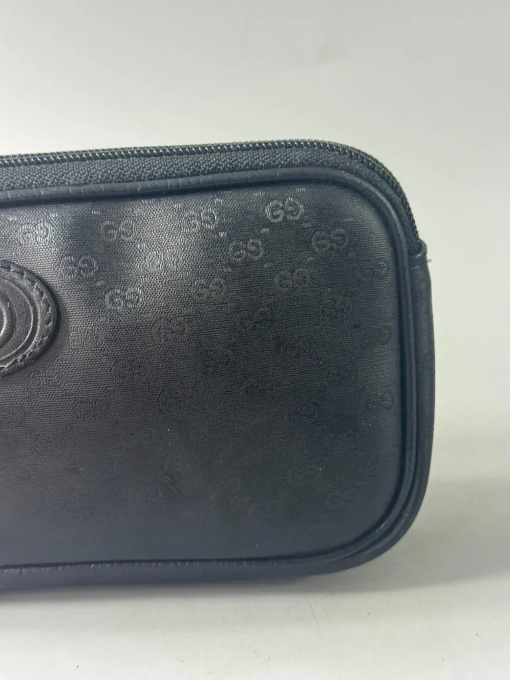 Vintage Gucci Micro GG Black Coated Canvas Pouch